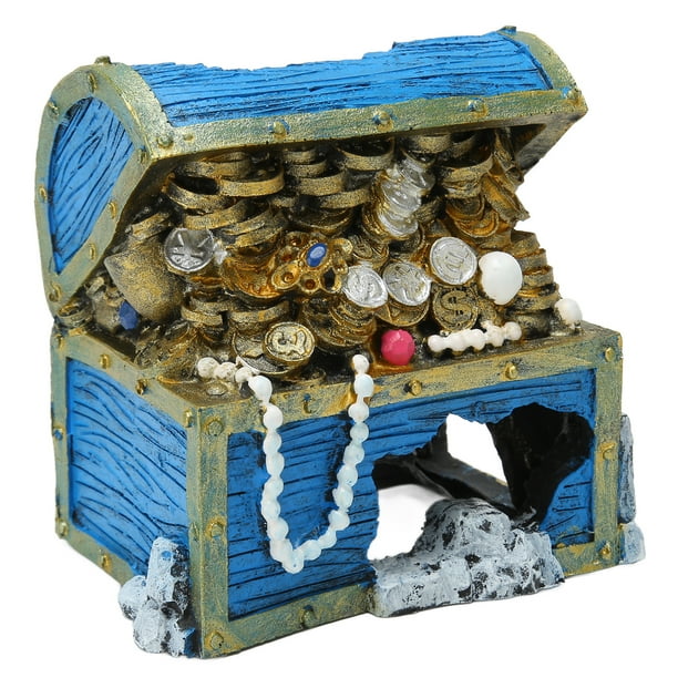 Aquarium Treasure Chest Ornament, Decorative Treasure Chest Hideaway ...