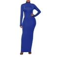 thumbnail image 2 of Dxzfnsa Dresses for Women 2025 Casual Long Sleeve Turtleneck Tshirt Dress Side Split Fashion Fall Outfits(Blue,S-5XL), 2 of 7