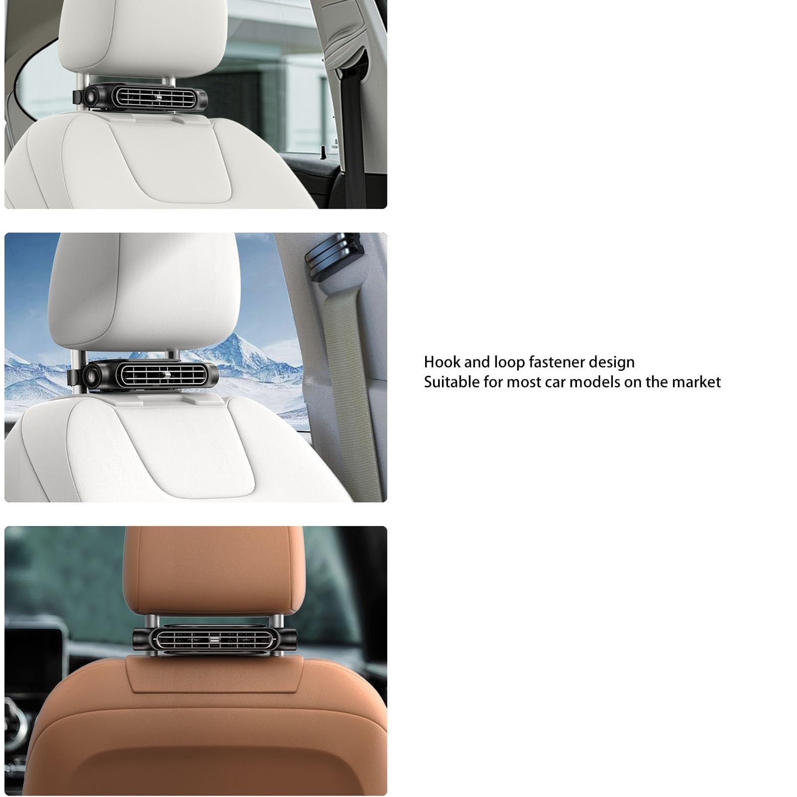USB Backseat Car Fan, 3 - Speed Adjustable Cooling Fan for Car Seat, Powerful Recirculating Air Low Noise Portable Fan for SUV RV Truck Backseat