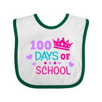 Inktastic 100 Days of School in Pink and Purple with Crown Girls Baby Bib