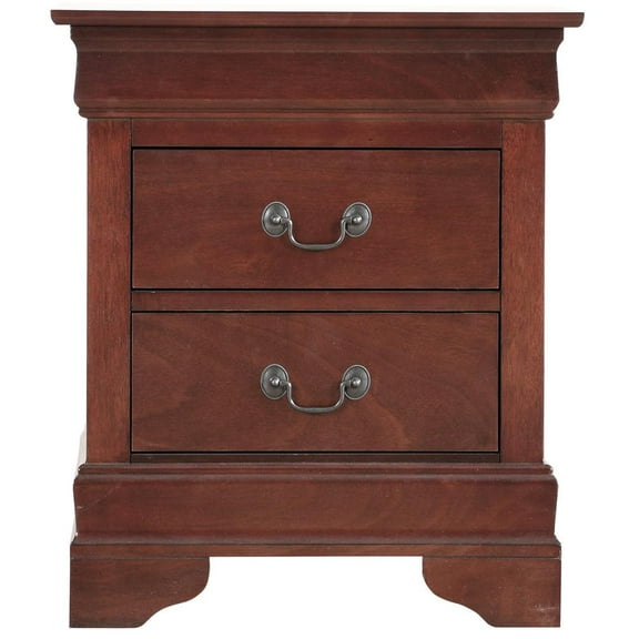Passion Furniture Louis Philippe 2-Drawer Cherry Nightstand (24"H x 21"W x 16"D)