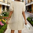 thumbnail image 5 of Women's Plus Size Short Sleeve Dresses V-Neck Court Style with Puff Sleeves Knee Length Casual Dress, 5 of 7
