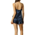 thumbnail image 3 of INSPIRE CHIC Women's Solid Color 3 Pcs Camisole Shorts Pants Ladies Pajamas Sets M Navy Blue, 3 of 6