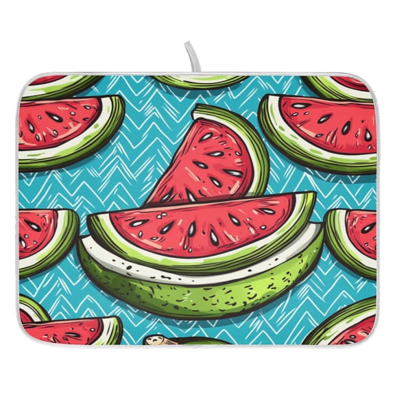 Watermelon Pattern Style Dish Drying Mat for Kitchen, Quick Drying Absorbent Soft Durable 16" x 18"