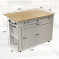 thumbnail image 3 of Kitchen Island Cart with Power Outlet, Drop Leaf Table on Wheels, 3-Drawer Storage Cabinet with Spice & Towel Rack, Mobile Kitchen Cart, Black, White, Grey, 3 of 7