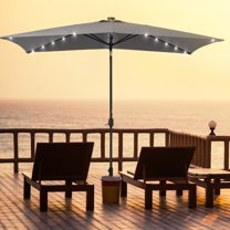 CHYVARY 10 x 6.5ft LED Outdoor Patio Rectangular Table Umbrellas for Deck, Poolside and Garden, Gray