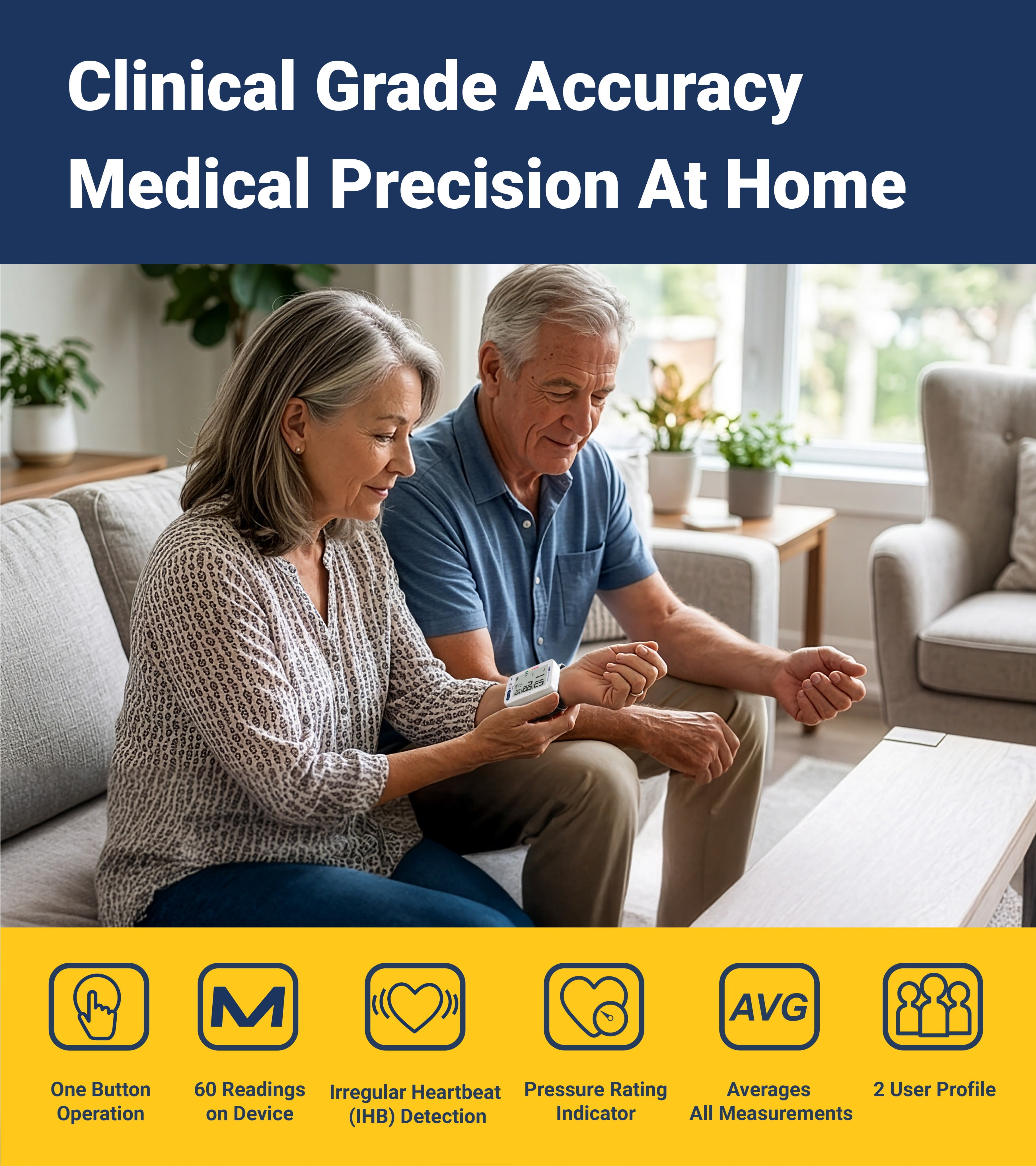 A&D Medical Bluetooth Blood Pressure Monitor, Wrist, Digital, Heart Rate Detection (UB-543)
