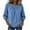 Blue, variant on Women's Casual Tops Gathered Crewneck Peasant 3/4 Sleeve Blouse Vacation Loose Orange Shirts S