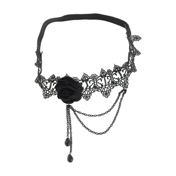 Huhudde Women's Fashionable Adjustable Thigh Jewelry Elastic Lace Leg Garter Belt With Metal Chain And Romantics Rose Flower