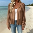 thumbnail image 4 of ClodeEU Women's V Neck Long SLeeve Cropped Chiffon Cardigan, Lightweight Casual Loose Cover Up Khaki,Women's Plus S, 4 of 6