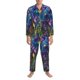 thumbnail image 3 of Fotbe Cosmic Purple Irises Pijama de Hombre con Estampado de Manga Larga, Conjunto de 2 Piezas, Ropa de Dormir Suave y Cómoda con Bolsillos-Medium, 3 of 7