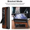 thumbnail image 3 of Case for Samsung Galaxy Z Fold 5 with Stylus & S Pen Holder, Kickstand Alloy CD Camera Protector Vintage Classic Leather Mil-Grade Protection Anti-Scratch Shockproof Protective Case, Brown, 3 of 14