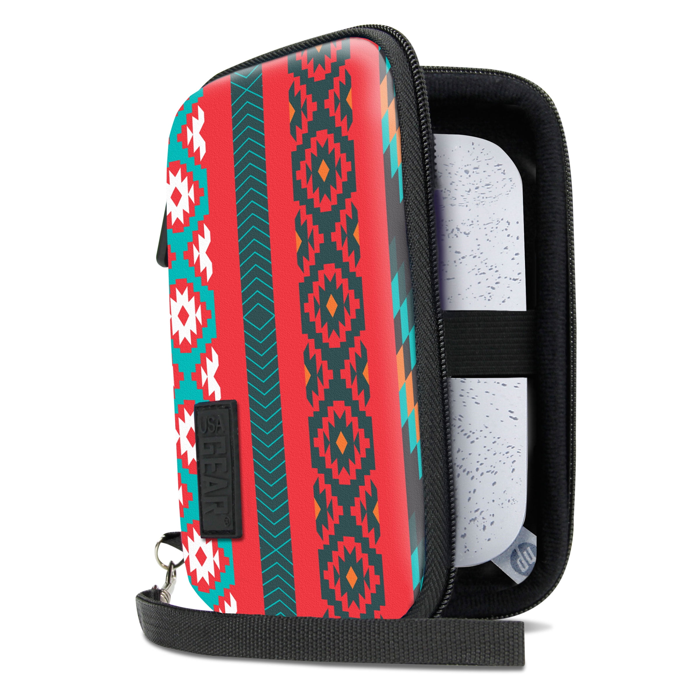 USA Gear Hard Shell Portable Printer Case with Scratch-Resistant Interior, Extra Security Options, and Wrist Strap - Compatible with HP Sprocket, Fujifilm Instax, Canon Ivy CLIQ, and More - Southwest