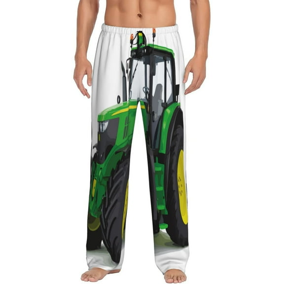 Logiee big farm tractor Print Pajama Pants for Men,Men’s Pajama Bottoms,Mens PJ Pants with Pockets & Button Fly-Small
