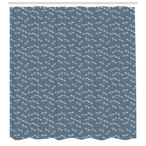 Ambesonne Dragonfly Shower Curtain, Japanese Style Nature, 69"Wx75"L, Slate Blue White