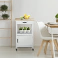 thumbnail image 2 of HomGarden 20" Kitchen Island Cart on Wheels  W/Drawer & Cabinet & Towel Rack White, 2 of 10