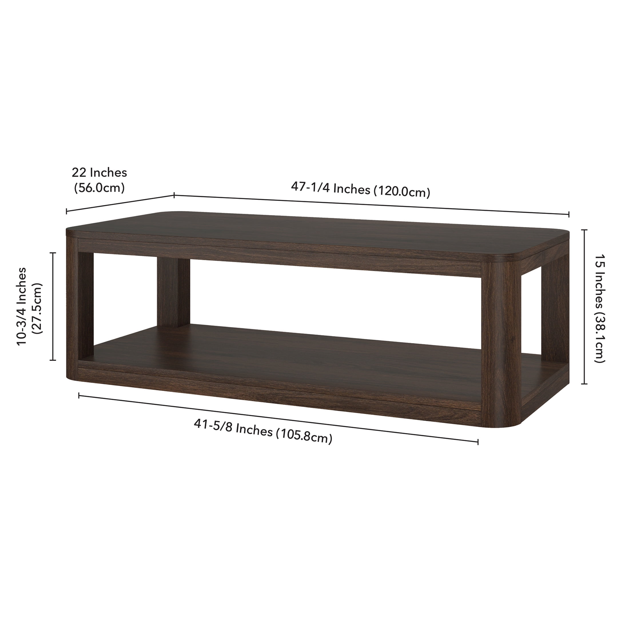 Evelyn&Zoe Modern/Contemporary 47" Wide Alder Brown Coffee Table