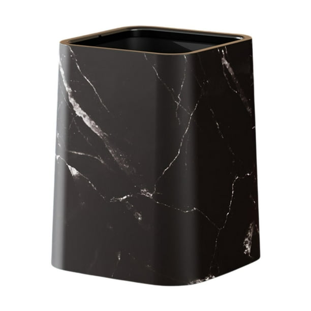 Contenedor de residuos de mármol, cesto de basura, bote de basura, contenedor de basura para el hogar, Negro L