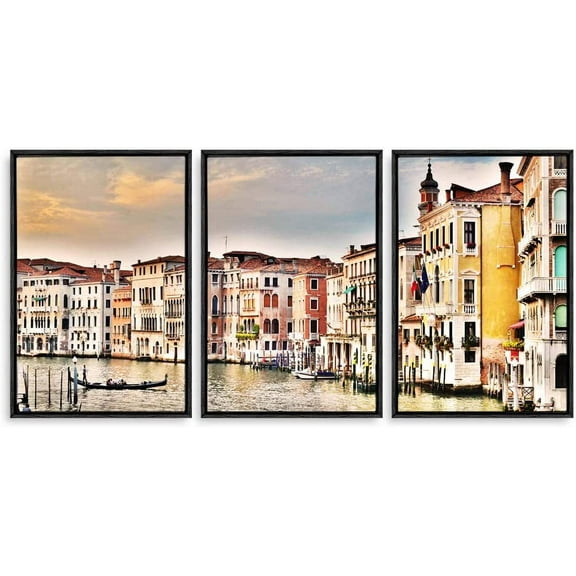 IDEA4WALL 3 Piece Framed Canvas Wall Art for Living Room, Bedroom Italy City Landscape Canvas Prints for Modern Home Decoration Ready to Hang