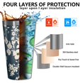 thumbnail image 3 of 16oz Tumblers Pioneer Flower Floral Print Pattern Stainless Steel Vacuum Insulated Double Wall Travel Tumbler Cups Mug with Lid and Straw,Cleaning Brush for Coffee,Tea, 3 of 4