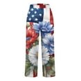 thumbnail image 5 of HEILAU Linen Pants for Women American Flag Independence Day 4th Of July Wide Leg Patriotic Elastic Waist Red White And Blue With Pockets Pants, 5 of 5