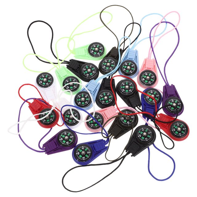 LEEYNEER Assorted Color 20Set Small Plastic Compass For Hiking And Navigation In The Outdoors