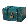 thumbnail image 3 of Cofre del tesoro pirata, caja de almacenamiento decorativa de madera, diseño vintage único para el hogar Verde Con Cerradura, 3 of 9