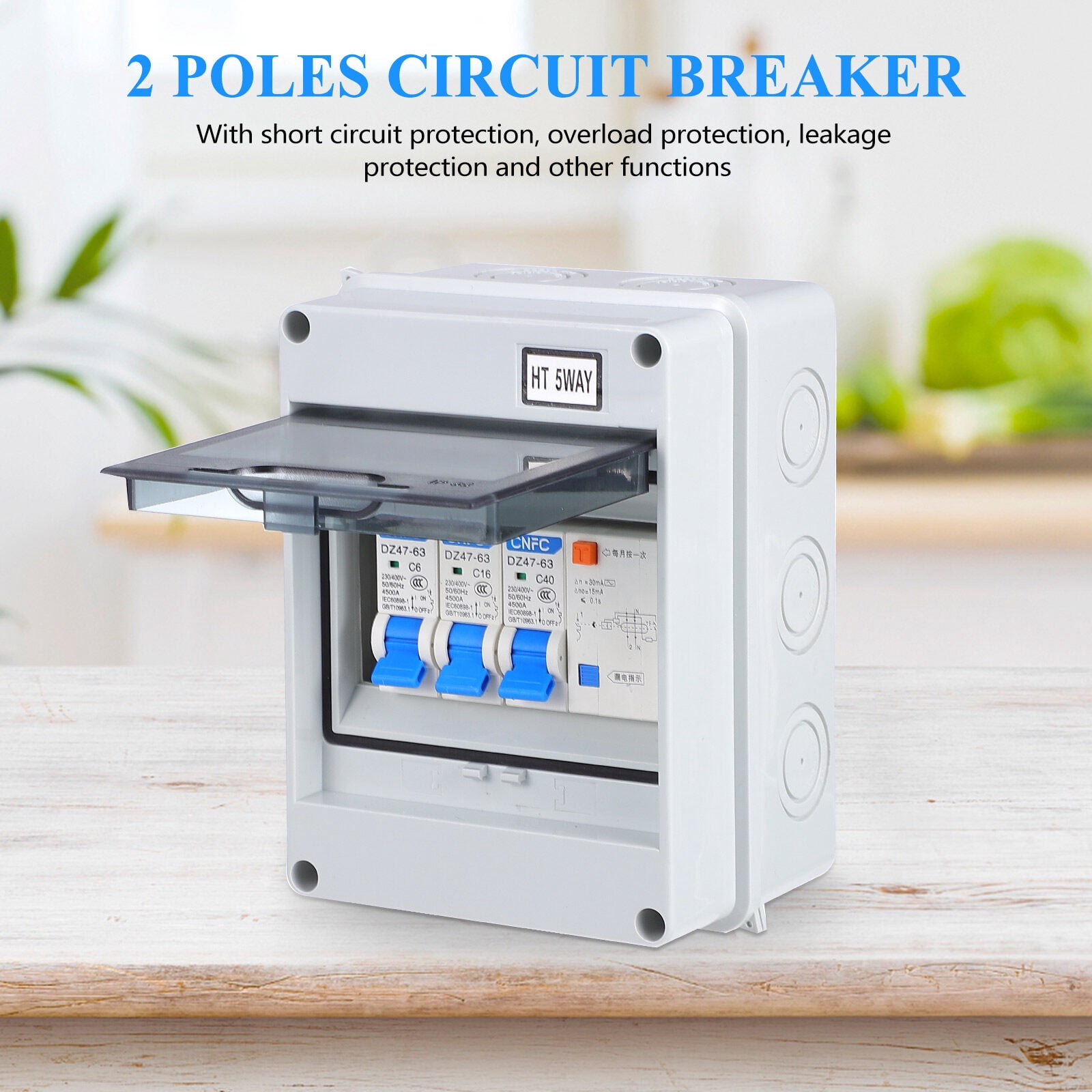 SASABAXI 1Set Small Breaker Box with Leakage Protection and Personal Shock Protection for Caravans and Outbuildings