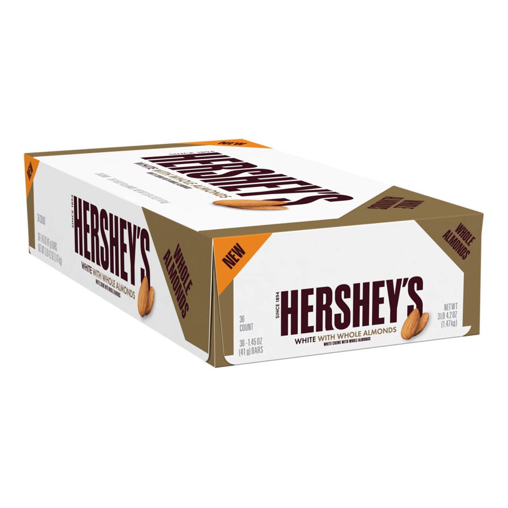 HERSHEYS White Creme With Almonds Candy bar, 1.45 Oz (36Count