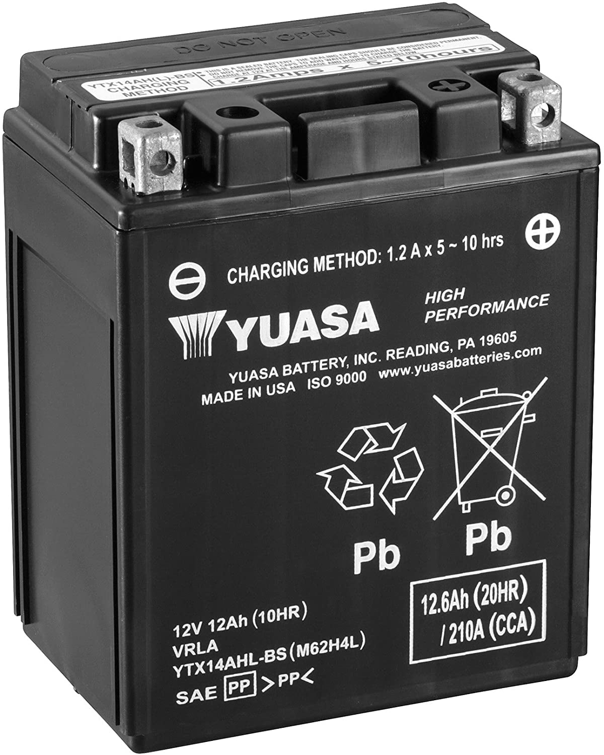 Fitment High Performance Maintenance Free Battery WC Yuasa GYZ16H Multi-Colored 