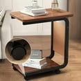 thumbnail image 3 of Double Layer C Shaped Side Table with Wheels, 360° Rotatable Mobile Sofa Bedside Table, Sturdy Metal Frame Space Saving Home Coffee Table, 3 of 9