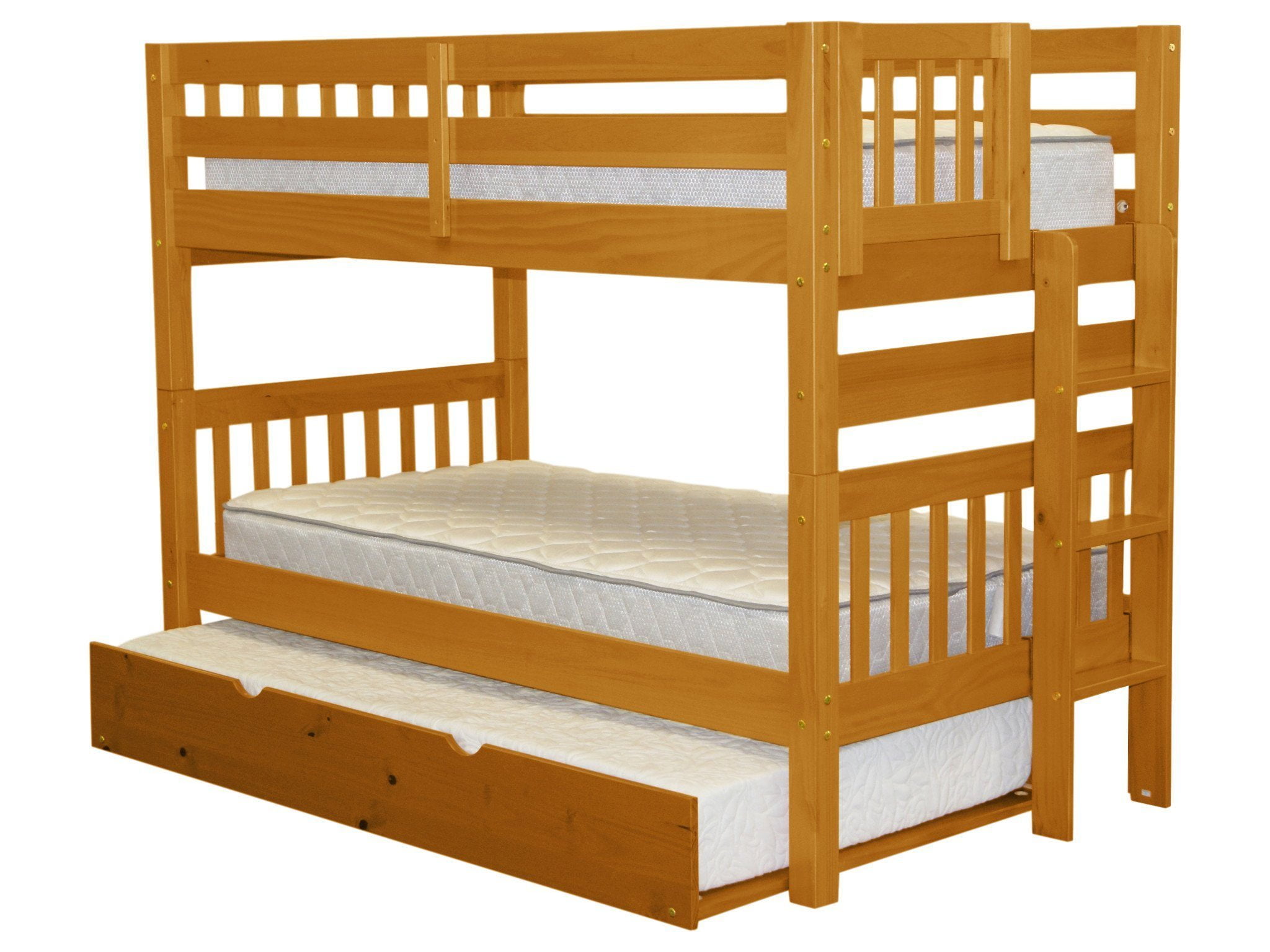 Bedz King Bunk Beds Twin over Twin Mission Style with End Ladder and a