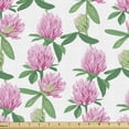 thumbnail image 1 of Floral Fabric by the Yard, Botanical Theme Clover Flower and Bud Motifs Natural Art Repetition, Upholstery Fabric for Dining Chairs Home Decor Accents, Pink Jade Green and White by Ambesonne, 1 of 5