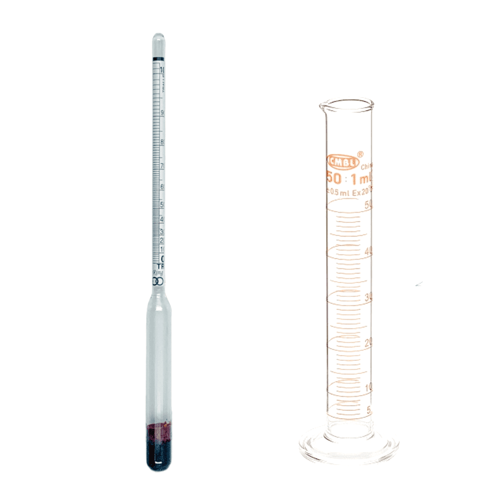 Alcohol Hydrometer 0100 (ABV) Proof 0200 Tralle 0100 Alcohometer With Glass Test Jar for
