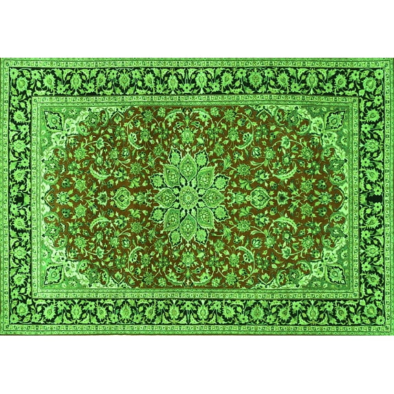 Ahgly Company Indoor Rectangle Medallion Green Traditional Area Rugs, 6' x 9'