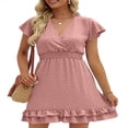 thumbnail image 2 of MesaSe Robe de Grossesse Courte d'Été pour Femmes à Manches Courtes, Col en V, Pois Suisses, Robe de Baby Shower, 2 of 6