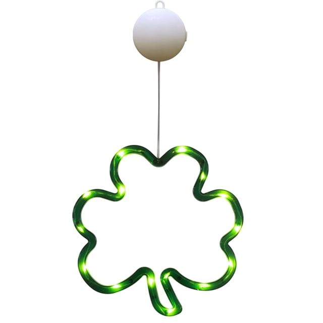 Ohufall St Patricks Day Decor LED Clover Lantern Pendant Green Party Decor Showcase Atmosphere Supply