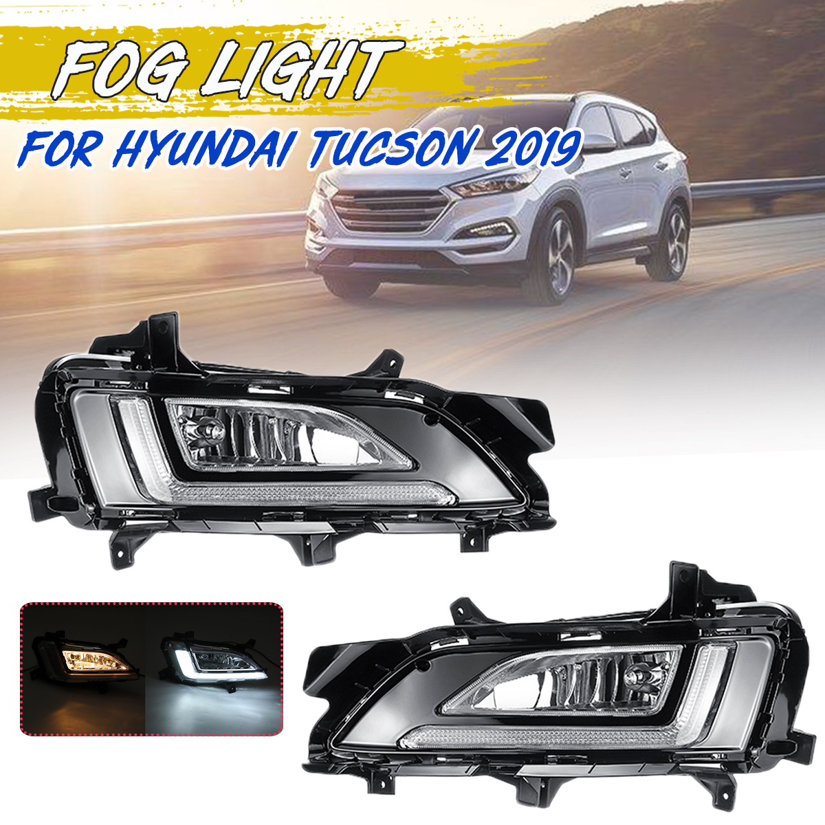 1Pair LED Daytime Running Light Fog Lamp DRL Front Bumper Lamp for Hyundai Tucson 2019 Walmart