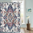thumbnail image 3 of Fabric Shower Curtain, Boho Vintage Blue and Red Floral Pattern Shower Curtains with 12 Hooks Waterproof Machine Washable Bath Curtains for Bathroom, 72 x 96in, 3 of 6