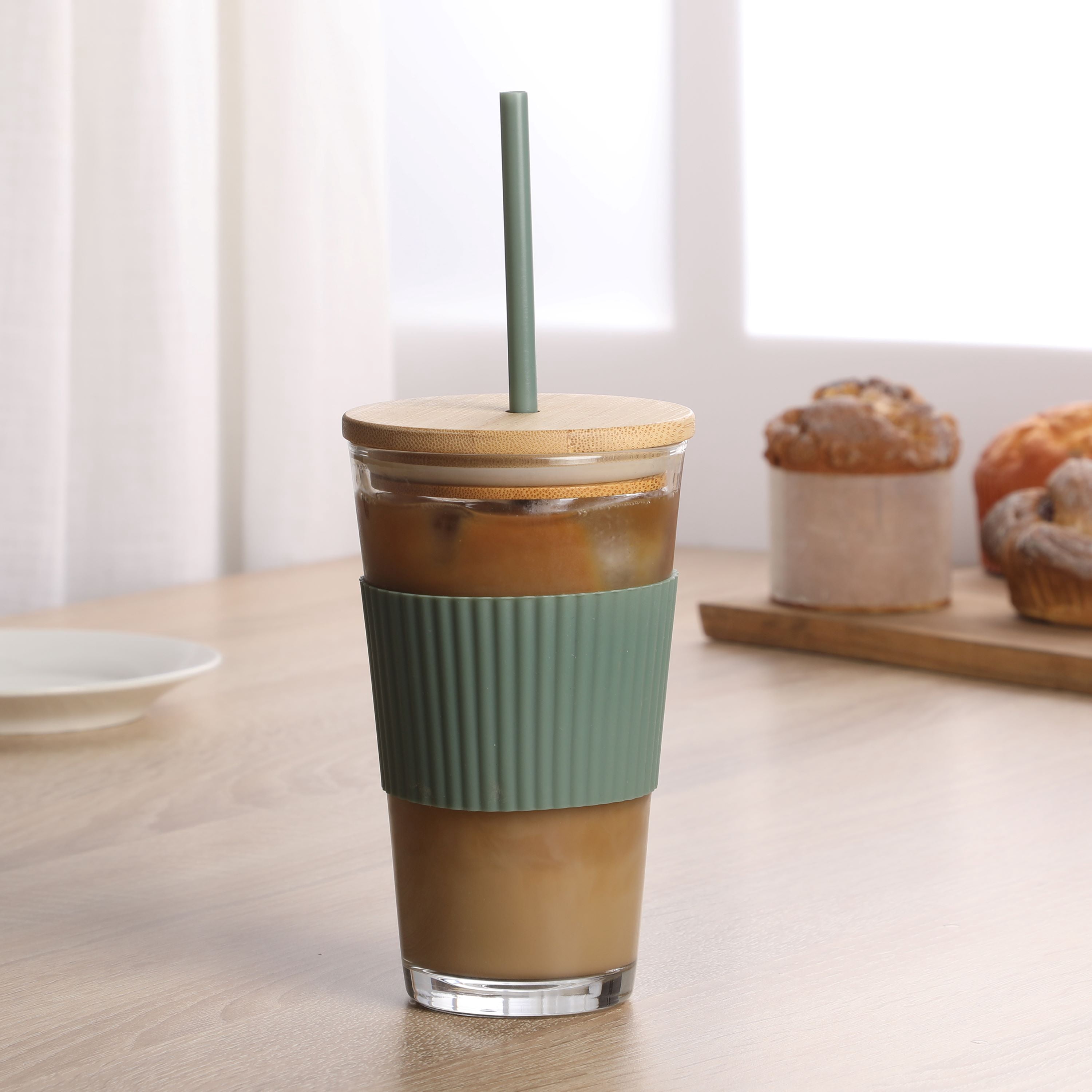 Mainstays 14.5 oz Green Glass Sipper Cup