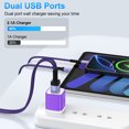 thumbnail image 2 of Fast Charging Block, 3 Pack USB Wall Charger with 10FT Type C Charging Cable USB C Cable, Dual Port Phone Charger, Android Charger Block USB Brick Charging Station USB Charger Block[Purple], 2 of 9