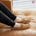 thumbnail image 2 of Minnetonka Men's Sheepskin Hardsole Moccasin Slippers 8 M Tan, 2 of 6
