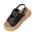thumbnail image 2 of Norvail Womens Thick Platform Sandals with Adjustable Double Strap, Soft Footbed with Back Strap, Arch Support Summer Beach Slip On Leather Flat Sandals, Walking Sandals for Women With Arch, 2 of 4