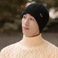 thumbnail image 5 of Gorro de invierno con forro de satén para mujer y hombre, gorro holgado con forro de seda para invierno, gorro de punto cálido con puños, 5 of 5