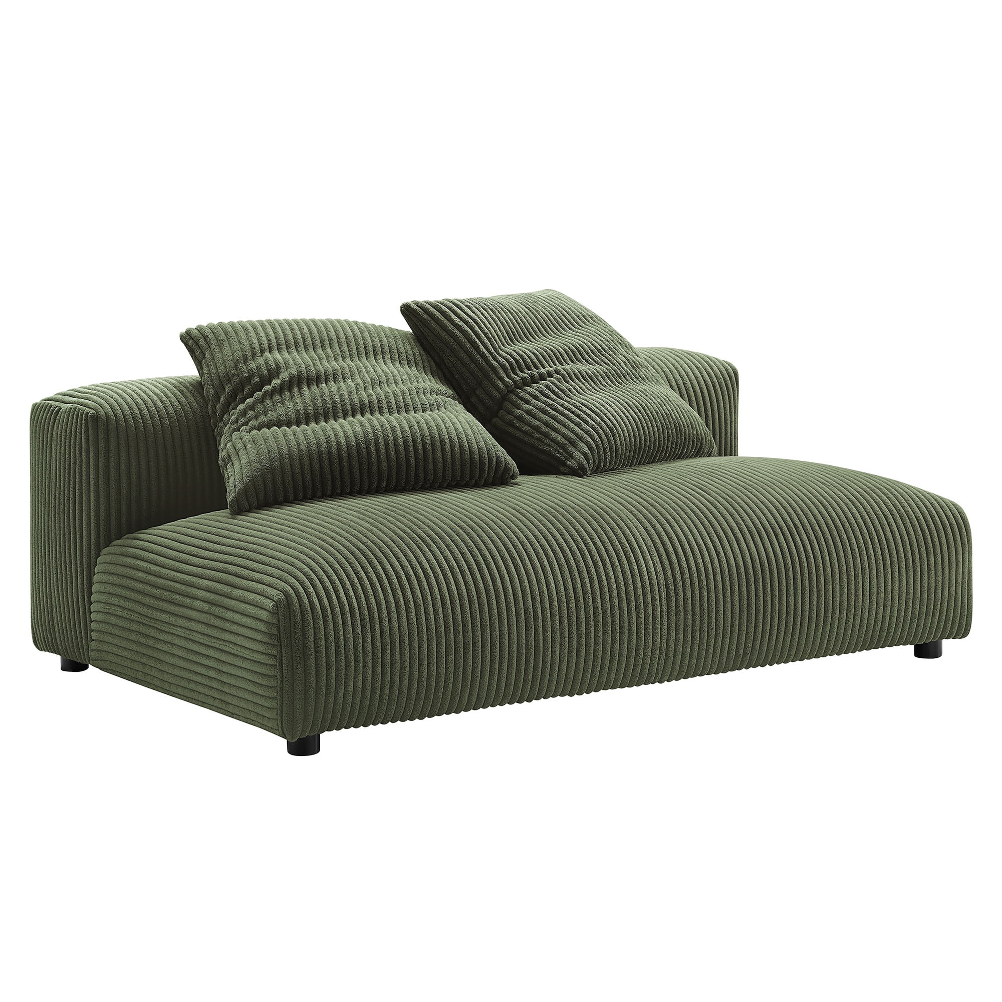 Solace Modular Corduroy Upholstered Armless Loveseat in Fern