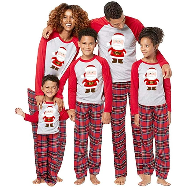 Conjunto de pijamas de Navidad familiar para bebes ninos y ninas ropa de casa de Navidad ropa de dormir estampada de Papa Noel para padres e hijos Walmart en linea