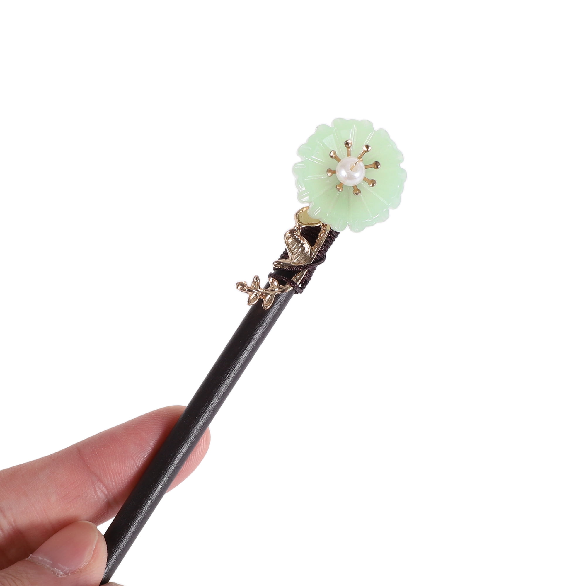 Unique Bargains Hair Chopstick for Women Black Green 1 Pc [Magpie Tassel]