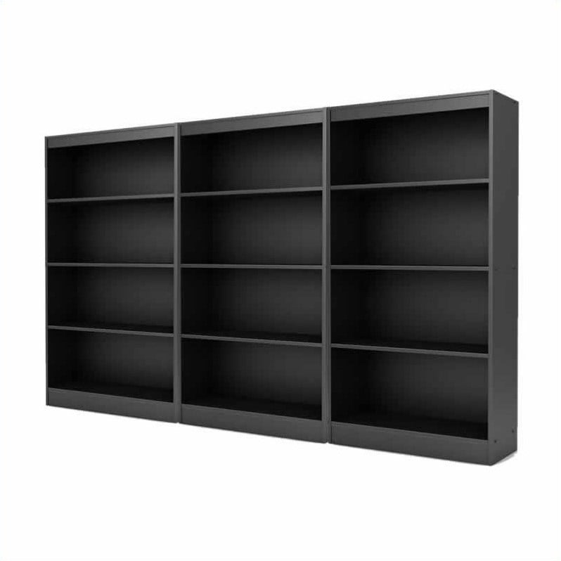 South Shore Axess 4 Shelf Wall Bookcase in Pure Black