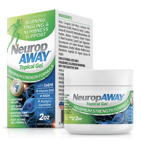 NeuropAWAY® Maximum Strength Gel 2oz; Patented Nerve Support formula for occasional Burning, Tingling, & Numbness support.