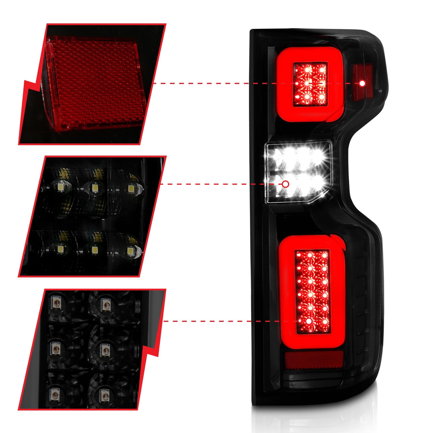ANZO USA 311418 Tail Light Assembly Fits select: 2019-2021 CHEVROLET SILVERADO, 2022 CHEVROLET SILVERADO K1500 LT